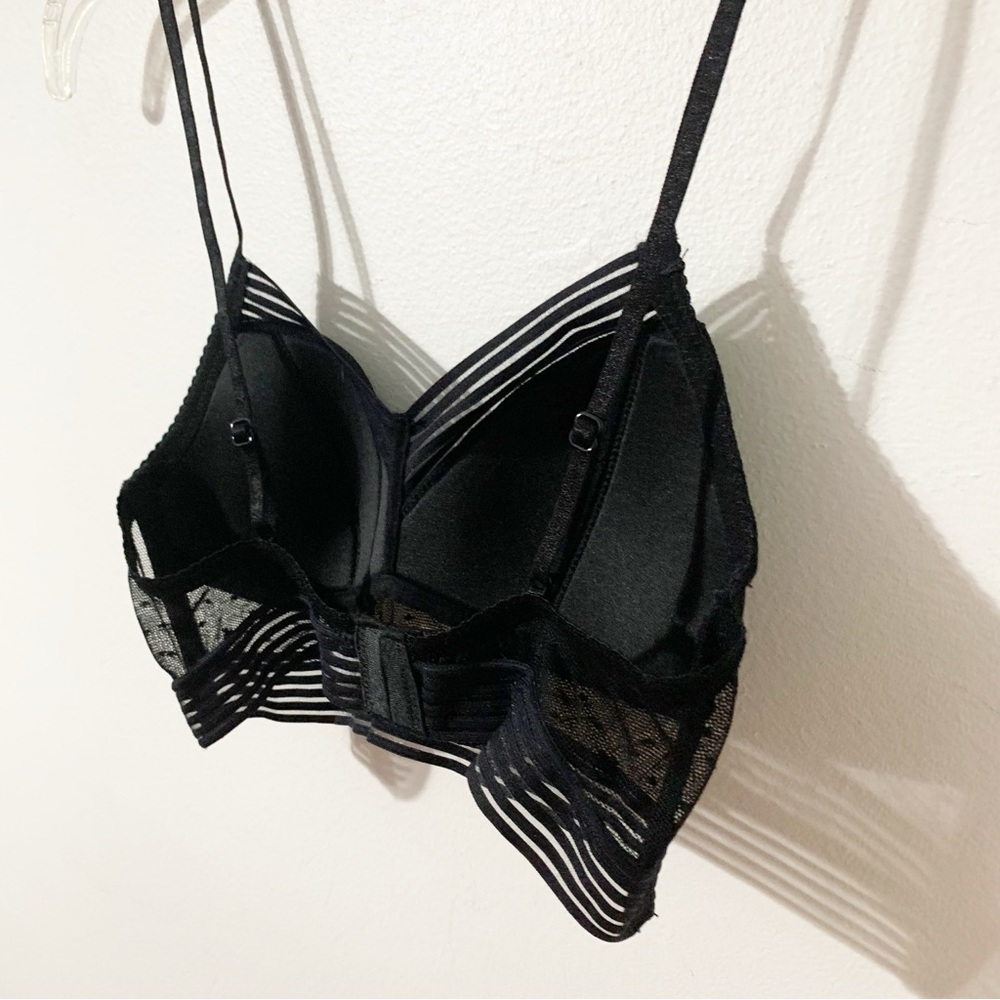 Black Mesh Strappy Bra Bralette Padded Crop Top Medium Style 8807 - Picture 6 of 12